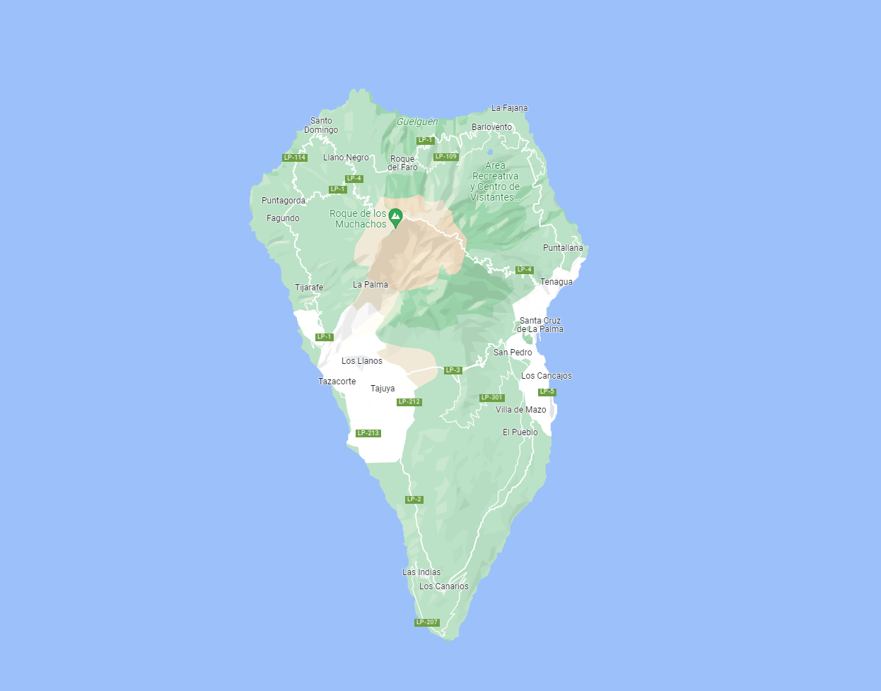 mapa wyspy la palma